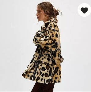 Free People Leopard Print Teddy Jacket
